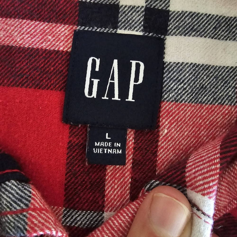 Gap Plain Flannel Large Button Down - image 4